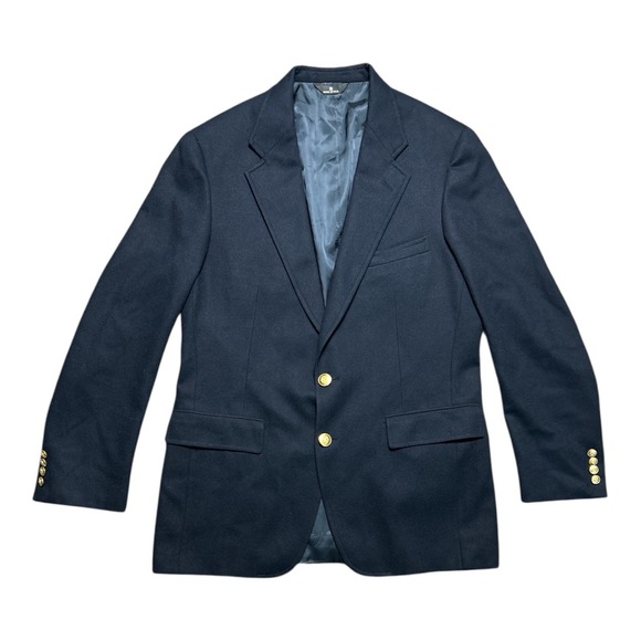 Vintage Chaps Ralph Lauren Navy‎ Wool Blazer Gold Buttons Size 40